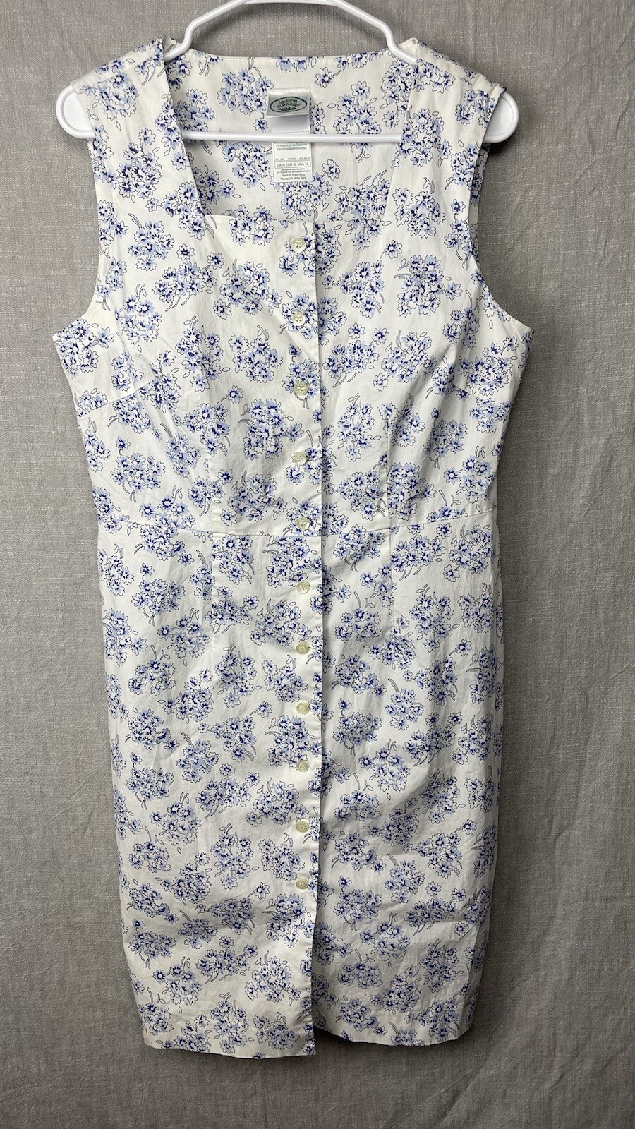 Vtg Laura Ashley Sleeveless Summer Jumper Dress 12 Midi Button Front