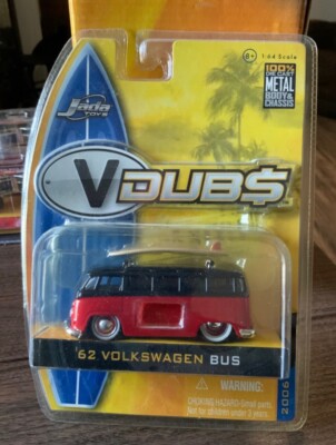 JADA V DUBS '62 VOLKSWAGEN BUS RED BLACK SURF BOARD | eBay