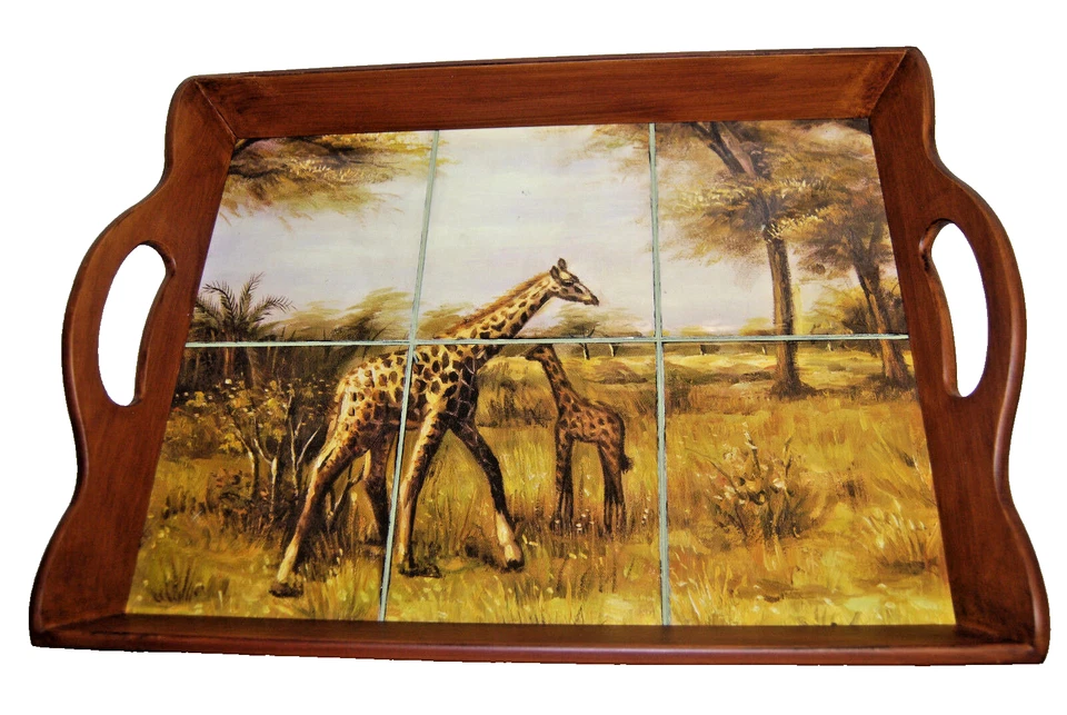 Giraffes Serving Tray Continental Creations #P1087 Wood   New in Box     M4310 - Image 2 of 4