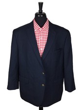 Stafford Classic Fit Gold Buttons Navy Blue Polyester Mens Blazer Sport Coat 50R