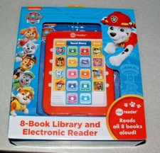 Paw Patrol  8 Book Library & Electronic Sound E Reader + hardback Books Set