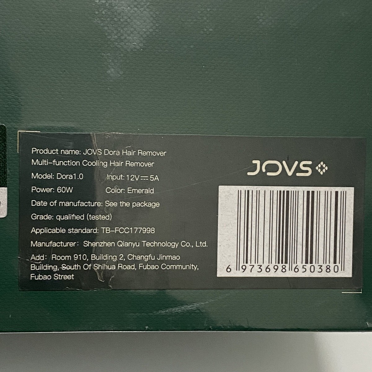 JOVS Dora Hair Remover Dora 1.0 Emerald | eBay