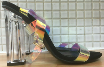 EGO Plexiglas Block Sandalen Mercie Barely There Absatz Wildlederimitat 4/37 NEU 37,98£