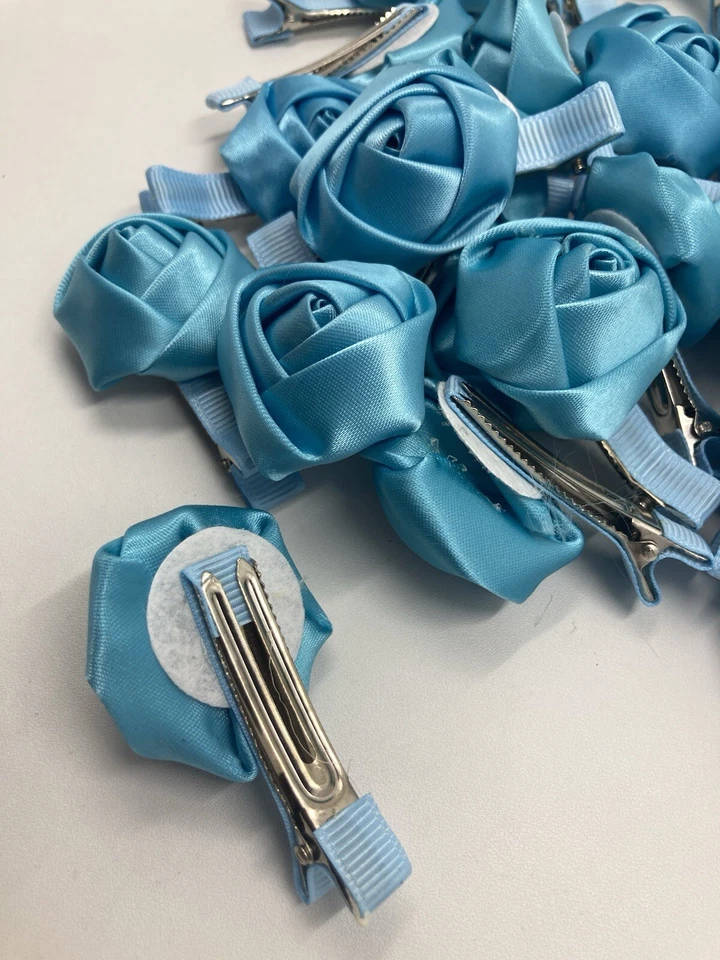 Blue Flower Hair Clip Roses Hair Claw Girls Women 2”x 1” Wholesale Lot 60 Pcs - Image 3 of 4