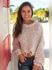 Main Strip Cream Knit Sweater with Multicolor...