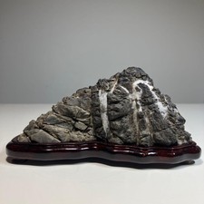 Suiseki Bonsai Stone Abekawa-ishi 13 x6.5 xH6.5cm w/Stand E075