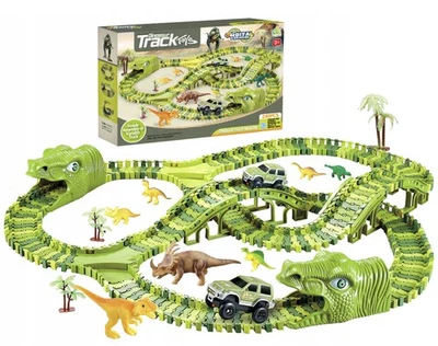 MalPlay Mega Rennbahn-Set XXXL DINO PARK mit 240 el- Jurassic Rennstrecke für Se