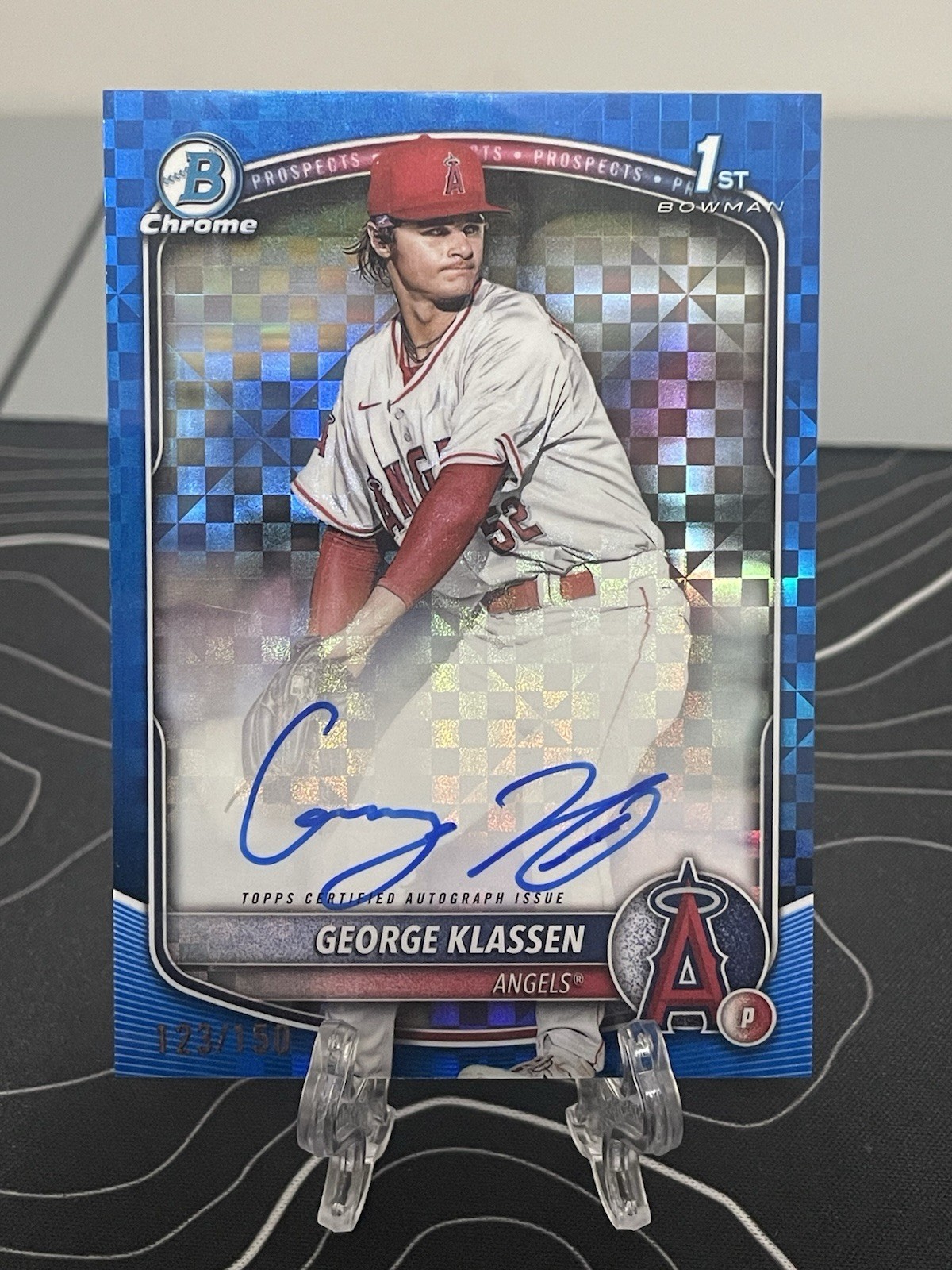 🔥GEORGE KLASSEN 2025 Bowman Chrome 1st Blue X-Fractor Auto #/150 Angels🔥