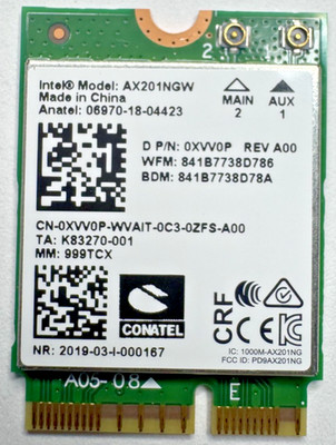 2 X INTEL AX201NGW M.2 2230 CNVIO2 802.11AX WIFI 6 BLUETOOTH 5.2 CARD