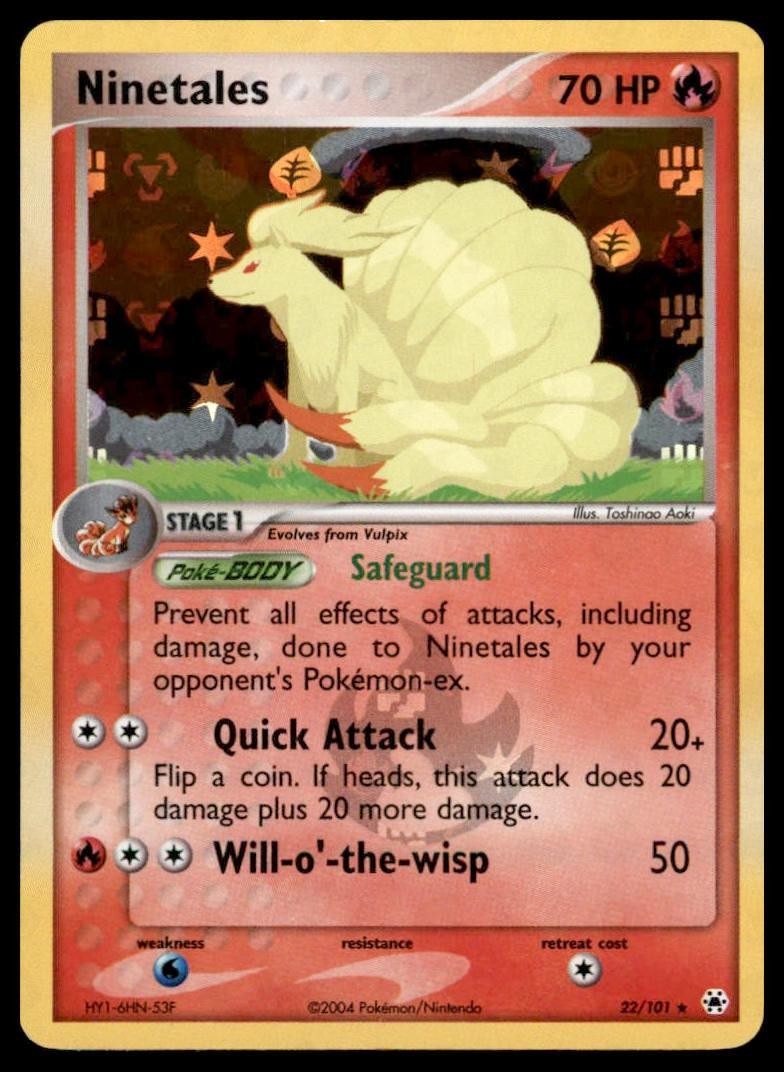 NINETALES 22/101 RARE HIDDEN LEGENDS POKEMON REVERSE HOLO MP 1G