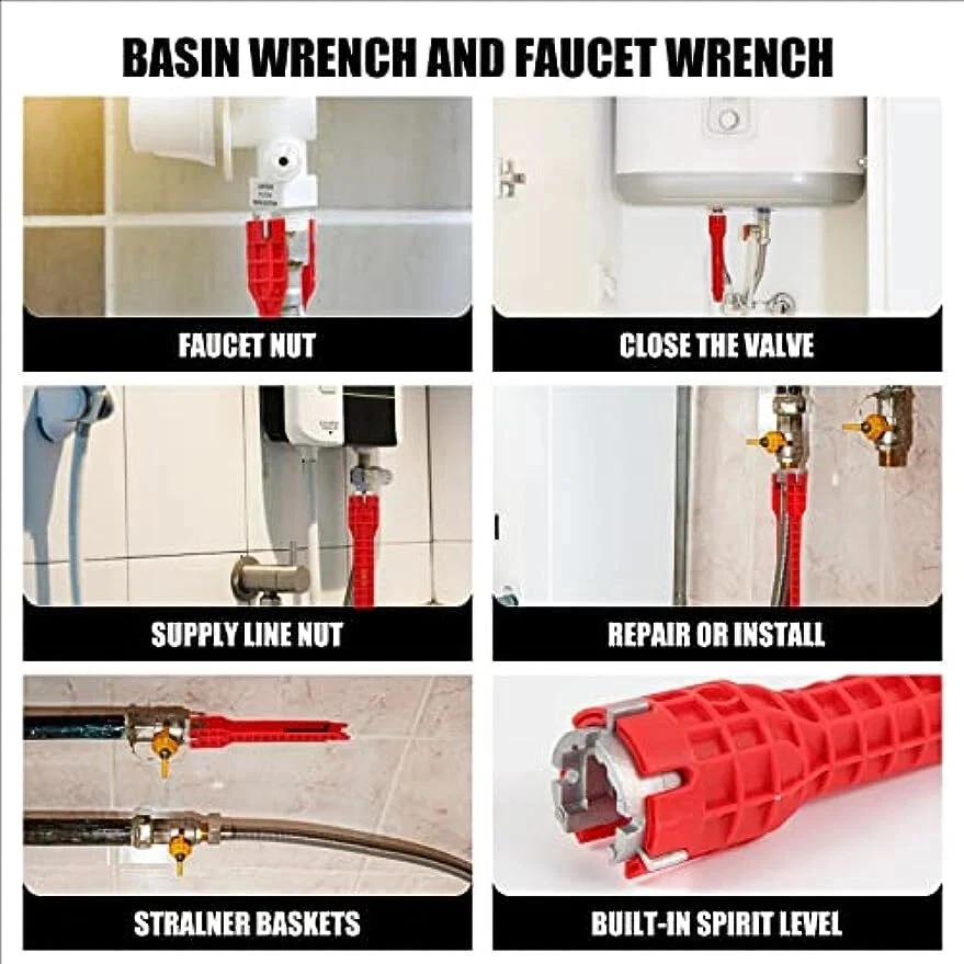 8 in 1 Faucet and Sink Installer Multifunctional Pipe Wrench for Kitchen Home - Image 4 of 4