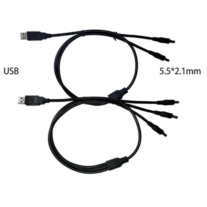 DC Power Splitter Cable USB Male to 5.5x2.1mm Barrel Male Connection Wire 1-5way - Image 4 of 4