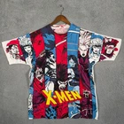 Vintage 1993 X-Men All Over Print Shirt XL Marvel Mega Print Wolverine Rogue AOP