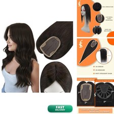 Full Shine Human Hair Topper Hairpiece Extension Silk Base Toupee 3 5 Inch Hair