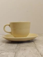 Fiesta Homer Laughlin Coffee Tea Cup + Saucer Pale Yellow Fiestaware Set 1998
