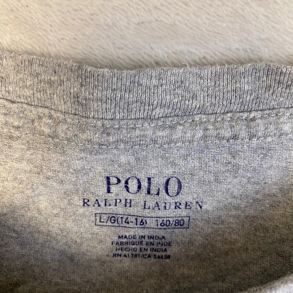 Camisa Polo Ralph Lauren Niños Gris Manga Larga Talla L (14-16) Big Pony 3 Foto 3 de 4