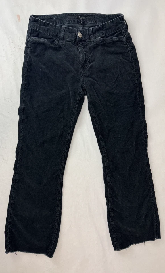 Pantalones Escada Sport Leyla Pana Bootcut Negro Grunge Recortados Talla 34 26" Cintura Foto 2 de 4