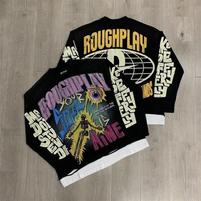 RoughPlay Retro Beaded Fake Two-Piece Loose-Sleeved T-Shirt