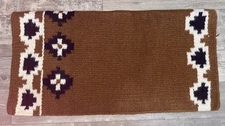 HEAVY MAYATEX  WOOL SADDLE BLANKET BROWN BLACK WHITE AZTEC 34'' X 35''