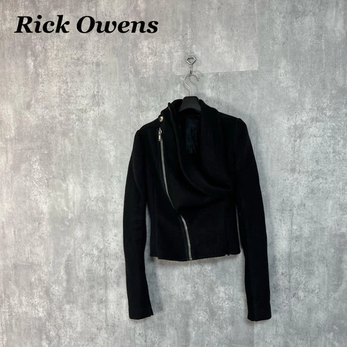 Giacca Rick Owens Diagonale Zip Lana Riders 36 Elegante Capispalla Alta Moda