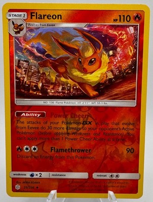 2019 Pokemon Cosmic Eclipse Flareon 25/236 Reverse Holo TCG EN Near Mint