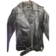 HWK Motorsports Apparel Genuine Black Leather Biker Jacket Size M