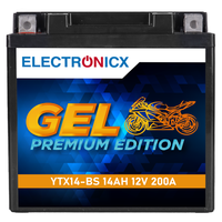 Electronicx YTX14-BS Motorradbatterie GEL 12V 14Ah – Wartungsfrei, Hochleistungs
