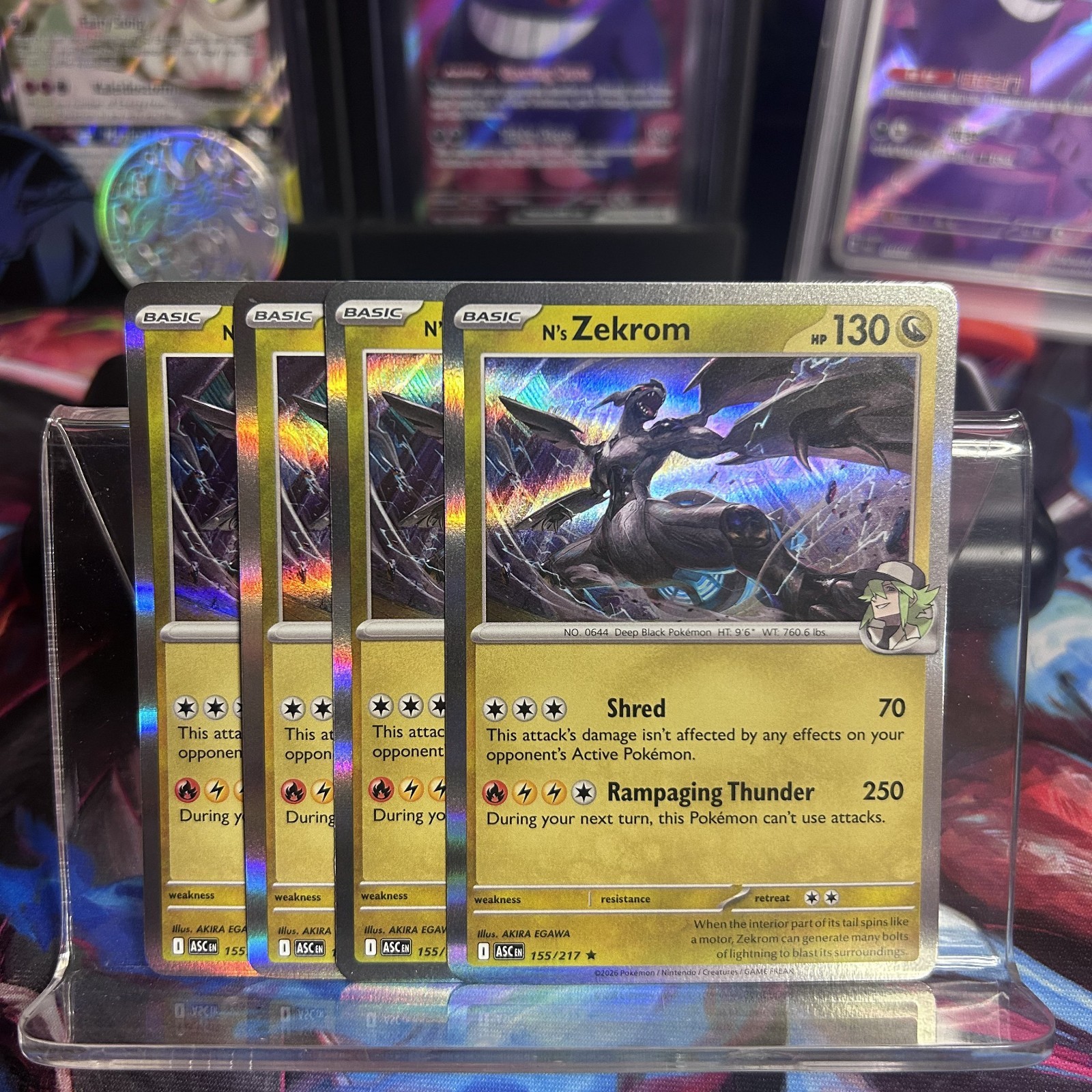 [4x Playset] N's Zekrom 155/217 ME: Ascended Heroes POKEMON TCG HOLO