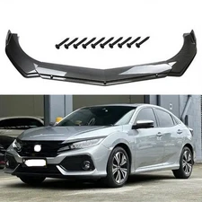 Carbon Fiber Style Front Bumper Lip Lower Spoiler Splitter For Honda Civic 16-21