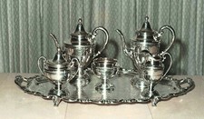 Rose Point by Wallace Sterling Silver Tea / Coffee Set Service 6 Pieces