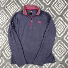 The North Face Pullover Women Medium 1/4 Zip Fleece Blue Long Sleeve Sweater