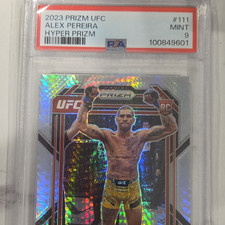 Panini 2023 Prizm UFC Alex Pereira Hyper Prizm Rookie #111 PSA 9 Sports Card