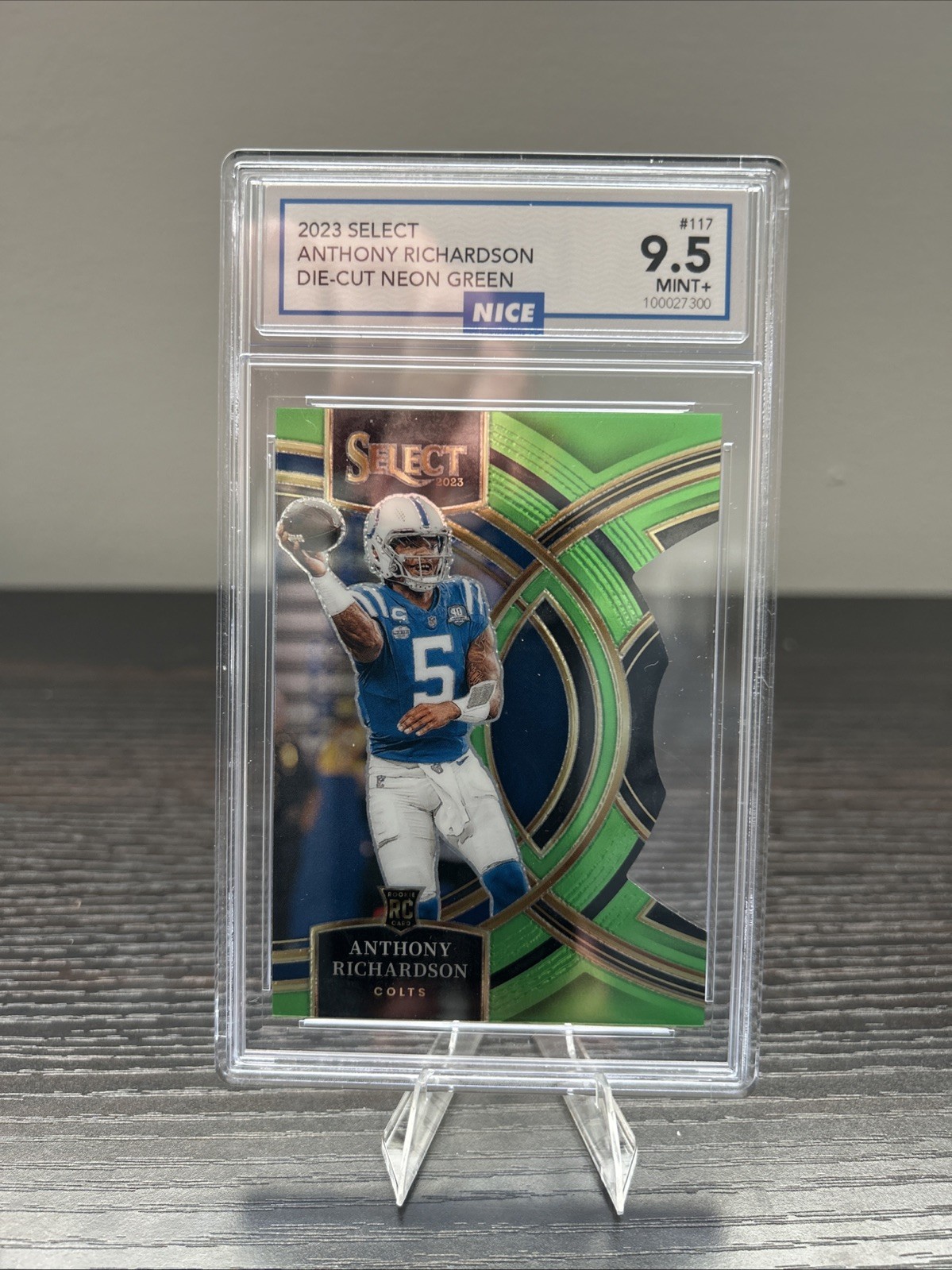 2023 Panini Select - Anthony Richardson #117 Neon Green Prizm Die-Cut /499 (RC)