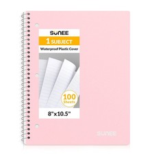 Spiral Notebook, 1-Subject, Wide Ruled Paper, 8" x 10-1/2", 100 Sheets per No...