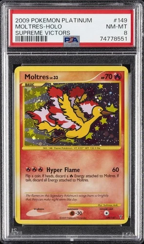 2009 POKEMON PLATINUM SUPREME VICTORS #149 MOLTRES-HOLO PSA 8