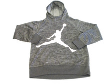 Nike Air Jordan Jumpman Therma-Fit Gray White Swoosh Pullover Hoodie Boy Large