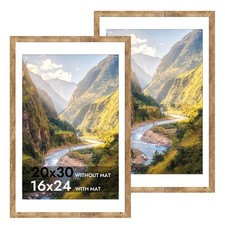 iRahmen 20x30 Wood Brown Rustic Poster Frame Set of 2 with Plexiglass