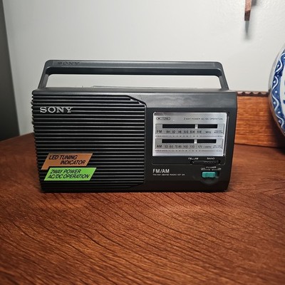 Vintage Sony FM/AM 2 BAND Radio ICF-24 Portable 4 AA Batteries/Power Cord-WORKS