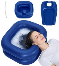 2in1 Inflatable Shampoo Basin Blow Up Bowl Bib Drain Hose Hair Washing