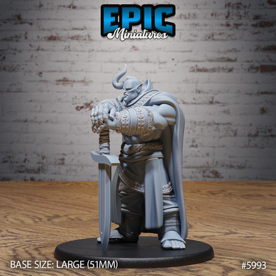 D&D Miniature - Ogrillon Brute Sword (Large)- 3D Model Print DnD RPG Figur Druck