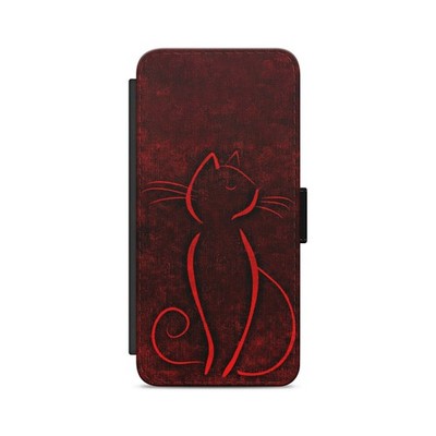 Red Cat Silhouette Art  Art  Flip Wallet Phone Case For Samsung Models