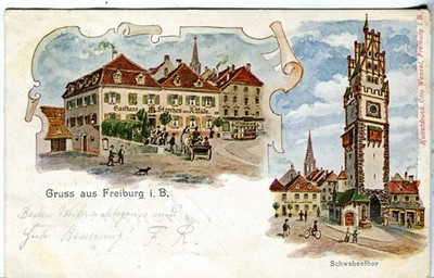 Germany AK Freiburg 1902 cover Wenzel locally published vintage double vignette
