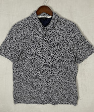 Ted Baker Polo Shirt Men's Size 5 Navy White Color Short Sleeve Cotton Geometric