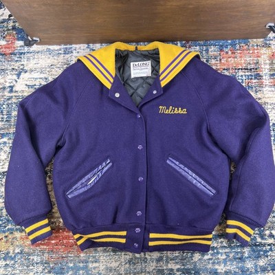 Vtg Delong Purple Yellow Wool Varisty Jacket Sz 40 USA Made Indians