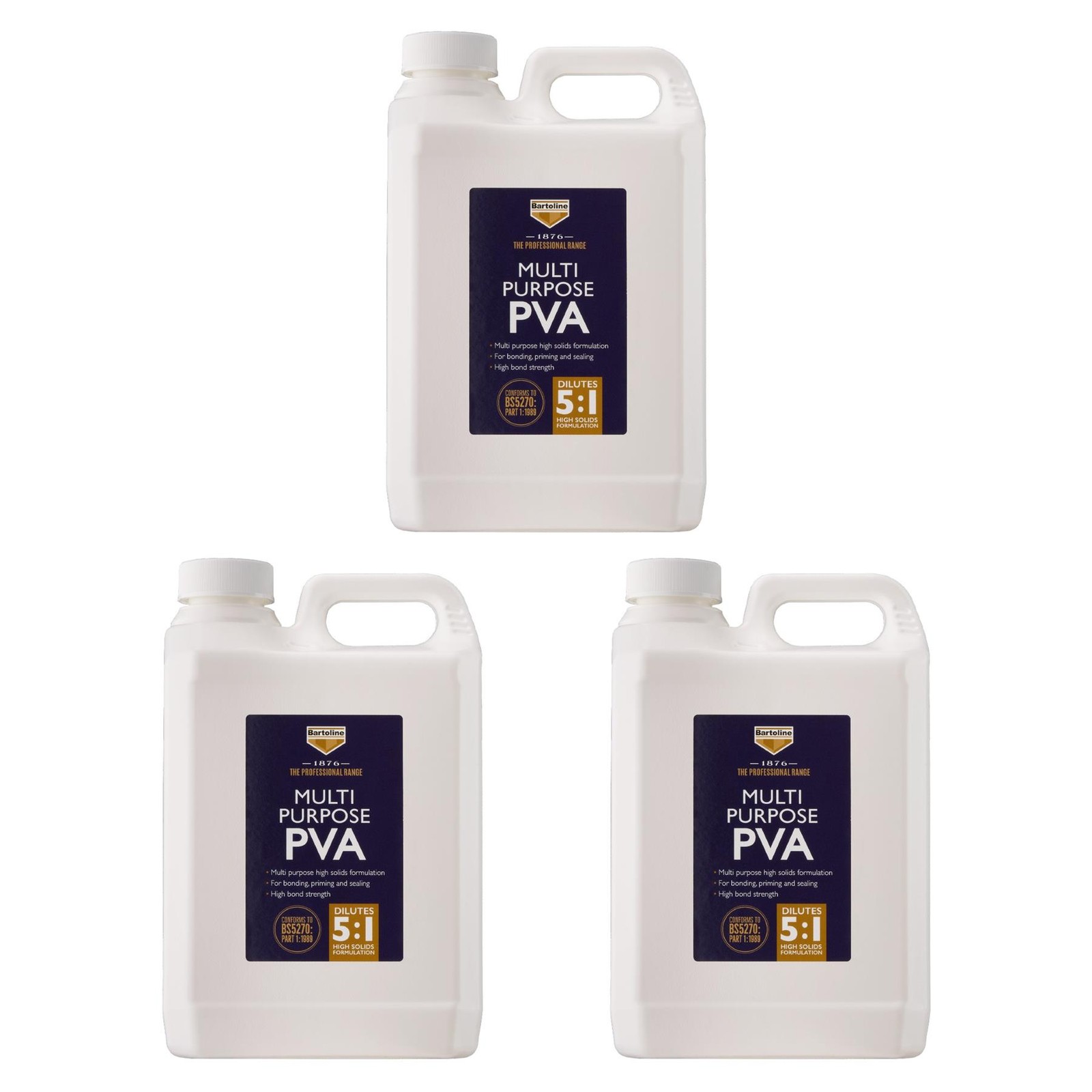 3x Bartoline 1876 PVA Adhesive & Sealer Multi-Purpose Bond Agent Drying 2.5L