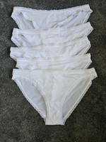 5 Pack White Cotton Blend Lace Trim Bikini Briefs Knickers Size M Soft Underwear