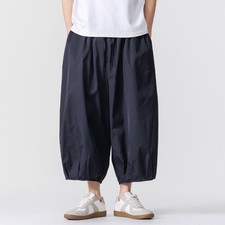 Pantalons Coupe 3/4 Homme Taille Élastique Ajusté Droit Avec Poches Navy Noir