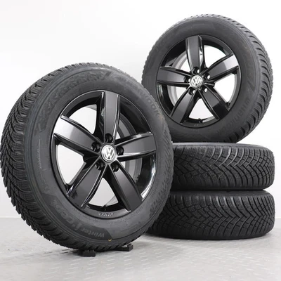 Winterräder VW Polo 6 2G AW 15Zoll Original Alufelgen Winterreifen schwarz glanz - Bild 1 von 4