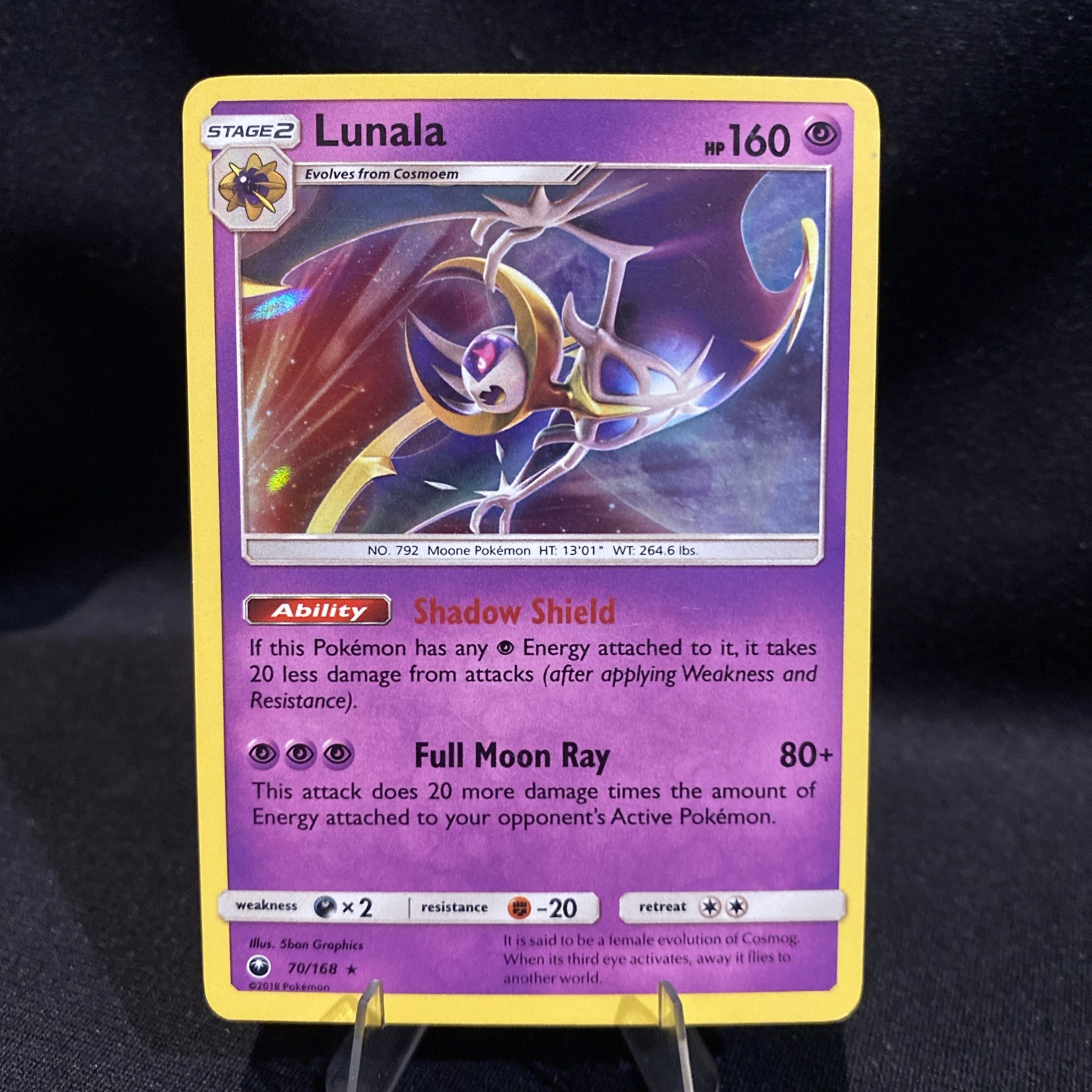 2018 POKEMON CELESTIAL STORM LUNALA 70/168 HOLO (RARE)