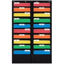 20 Pocket File Chart Black 28x46 Inch Wall Hanging Folder Organizer Bins